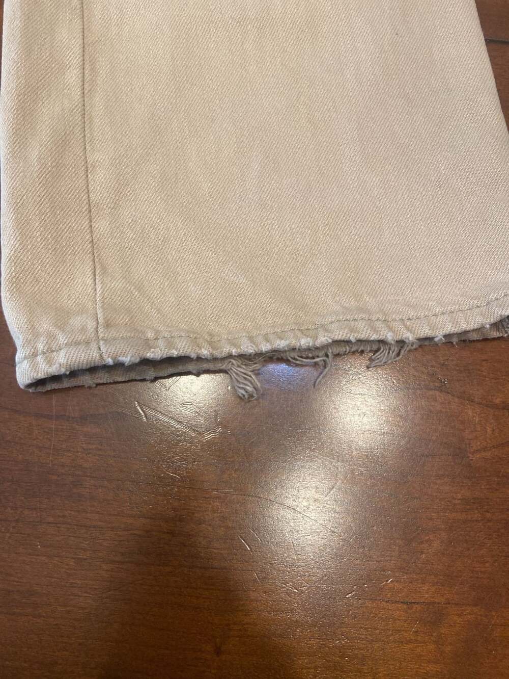 Used Levi's 501 Button Fly Straight Jeans 34x32 Tan Cotton Workwear - Picture 5 of 8